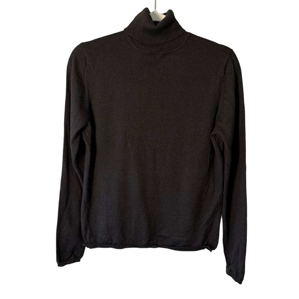 Mulberry Black Cozy Lightweight Classic Minimalist Turtleneck Sweater Size XL